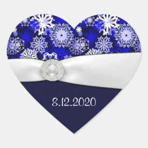 Winter Blauw & Wit Sneeuwvlok Envelop Afdichtingen Hart Sticker