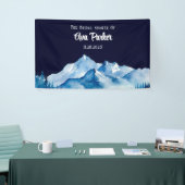 Winter Blauw Witte Besneeuwde Bergen Bruidsdiner Spandoek (Beurs)
