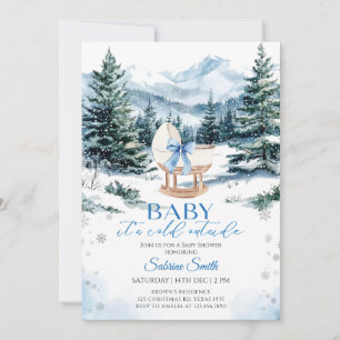 Winter Blauwe Boog Wieg Baby Shower Kaart