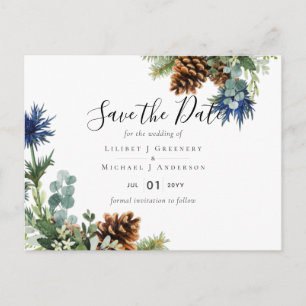 Winter Blauwe Distel Eucalyptus Trouw Wonderland Briefkaart