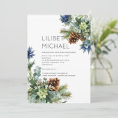 Winter Blauwe Distel Eucalyptus Trouw Wonderland Kaart (Staand voorkant)