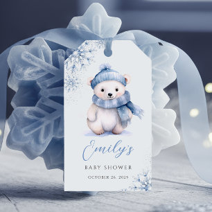 Winter Blauwe Ijsbeer Favor Tags Cadeaulabel