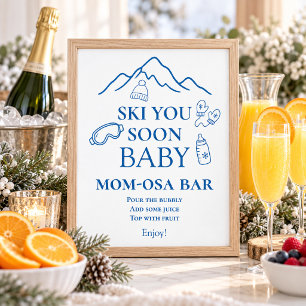 Winter Blauwe Jongen Ski Je Gauw Baby Shower Bar Poster