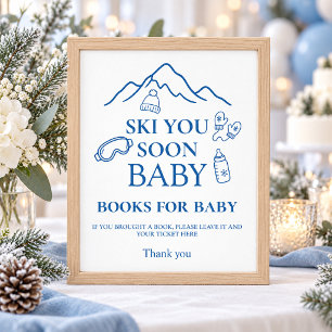Winter Blauwe Jongens Ski Je Binnenkort Baby Showe Poster