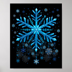 Winter Blauwe Sneeuwvlok Kerstmis Kerst Kostuums H Poster