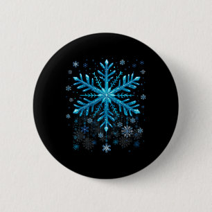 Winter Blauwe Sneeuwvlok Kerstmis Xmas Kostuums He Ronde Button 5,7 Cm