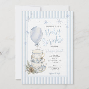 Winter Blauwe Sneeuwvlok Theekopje Baby Sprinkle Kaart