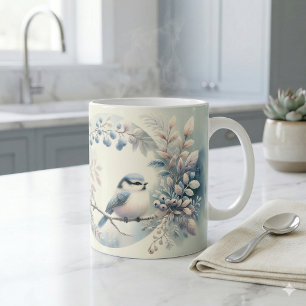 Winter Blauwe Vogel Beskrans Koffiemok