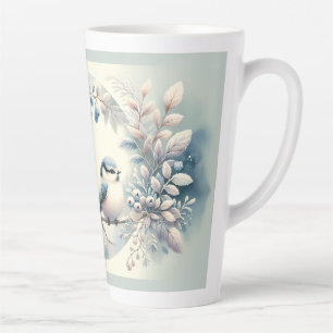 Winter Blauwe Vogel Beskrans Latte Mok