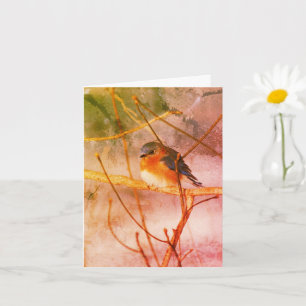Winter Blauwe Vogel Dieren Kunst Notitiekaart