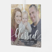 Winter Blessings Custom Foto Kerstversiering Glas Ornament (Voorkant links)