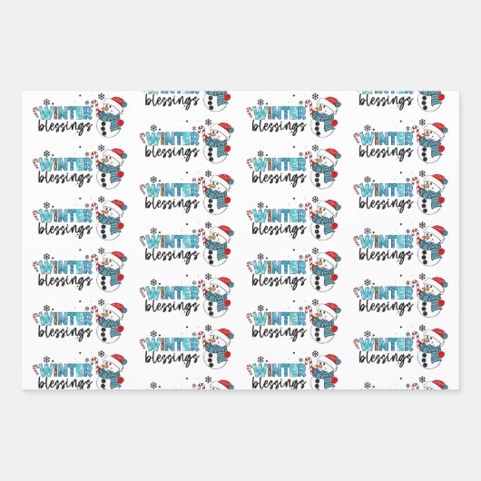 Winter Blessings Customize Inpakpapier Vel (Voorkant)