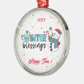 Winter Blessings Customize Metalen Ornament (Links)