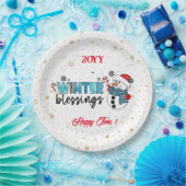 Winter Blessings Customize Papieren Bordje (Feest)