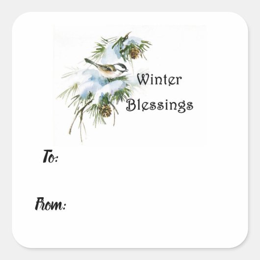 Winter Blessings Gift Sticker Label (Voorkant)