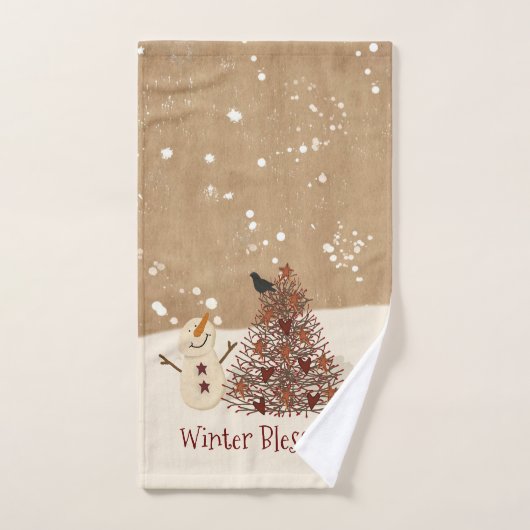 Winter Blessings Snowman Towel Set Bad Handdoek (Handdoek)