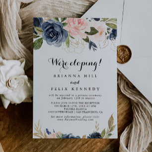 Winter Bloem Calligrafie Elopement Ontvangst Kaart