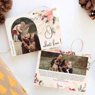 Winter Bloemen Arch Roze Oh Wat leuk Twee Foto's Feestdagenkaart