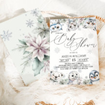 Winter Bloemen Arctische Dieren Baby Shower