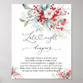 Winter Bloemen Baby shower Spel Late Night Luiers Poster (Voorkant)