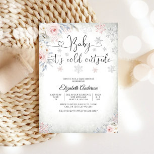 Winter Bloemen Baby Shower Uitnodiging