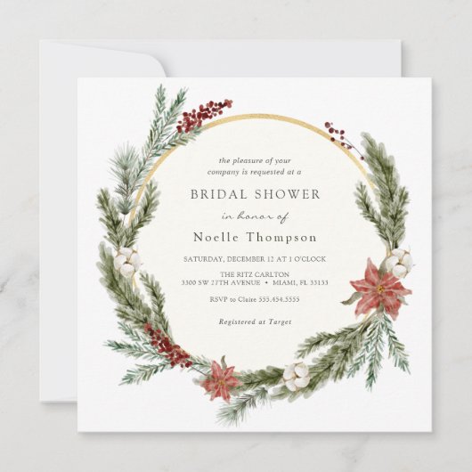 Winter Bloemen en groen Vrijgezellenfeest Kaart (Voorkant)