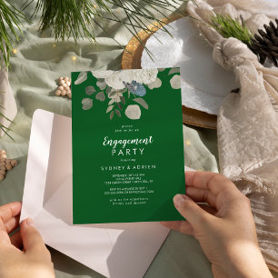 Winter Bloemen Green Engagement Party Kaart