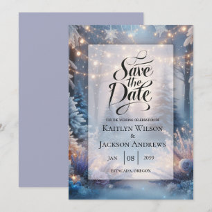 Winter Bloemen In Frosted Pines Trouwen Save The Date