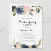 Winter Bloemen Kalligrafie Housewarming Party Kaart (Voorkant)