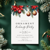 Winter Bloemen Kerst Ornament Exchange Party Kaart