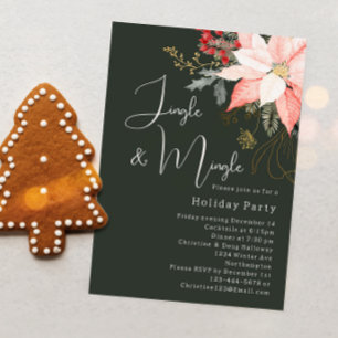 Winter Bloemen Kerstmis Jingle & Mingle Party Kaart
