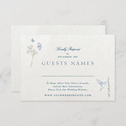 Winter Bloemen Klassieke bruiloft QR CODE RSVP Kaart (Voorkant / Achterkant)