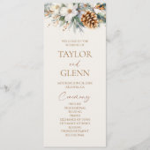 Winter Bloemen Pine Tree Cone Wedding Programma (Voorkant)