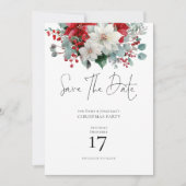 Winter Bloemen Poinsettia Kerstmis Save the Date Kaart (Voorkant)