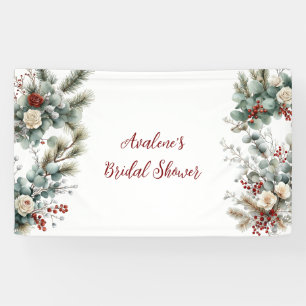 Winter Bloemen Rood Wit Rose Vrijgezellenfeest Spandoek