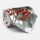 Winter Bloemen Rood Witte Roos Bruidegom Stropdas (Opgerold)