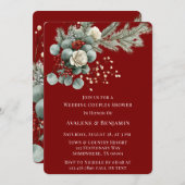 Winter Bloemen Rood Witte Roos Trouwpaar Douche Kaart (Voorkant / Achterkant)