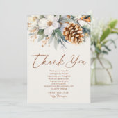 Winter Bloemendennenboom Kerst Bruidsfeest Bedankkaart (Staand voorkant)