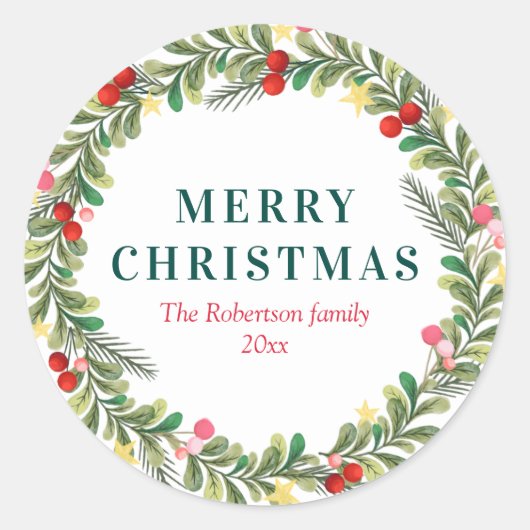 Winter bloemenkrans kerstvakantie sticker (Voorkant)