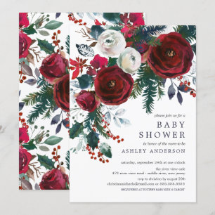 Winter Bloom Floral Baby shower Kaart