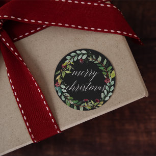 Winter Blooms   Vrolijk kerstfeest Ronde Sticker