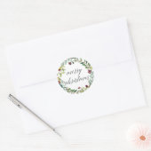 Winter Blooms | Vrolijk kerstfeest Ronde Sticker (Envelop)