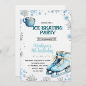 Winter Blue and Silver Skating Invitation (Devant / Derrière)