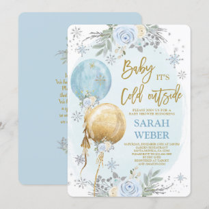Winter Blue Baby shower Boy Kaart