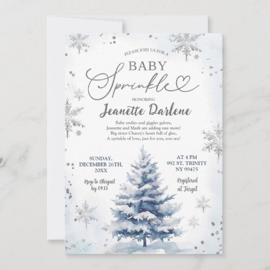 Winter Blue Baby Sprinkle Boy Baby shower Kaart (Voorkant)