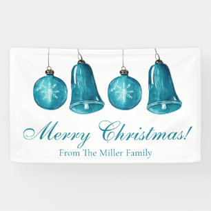 Winter Blue Baubles - Aangepaste familie Merry Ker Spandoek
