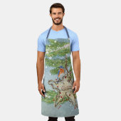 Winter Blue Bird Christmas Waterverf SnowTree Schort (Gedragen)