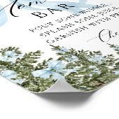 Winter Blue Bow Baby shower Mom-osa Bar Poster (Hoek)