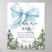 Winter Blue Bow Baby shower Mom-osa Bar Poster (Voorkant)