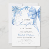Winter Blue Bow Snowflakes Baby shower Kaart (Voorkant)